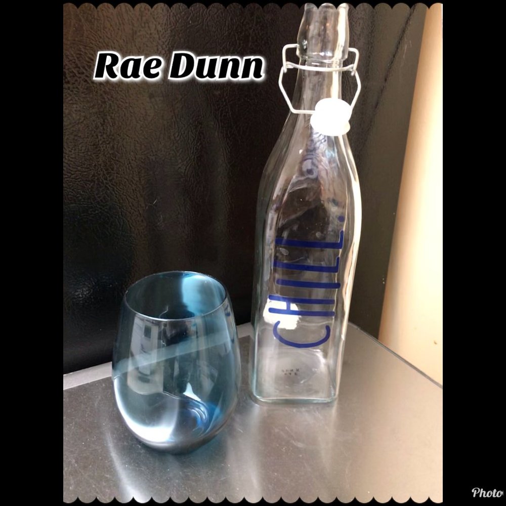 SOLD Rae Dunn Bail & Trigger CHILL Glass Bottle NWT